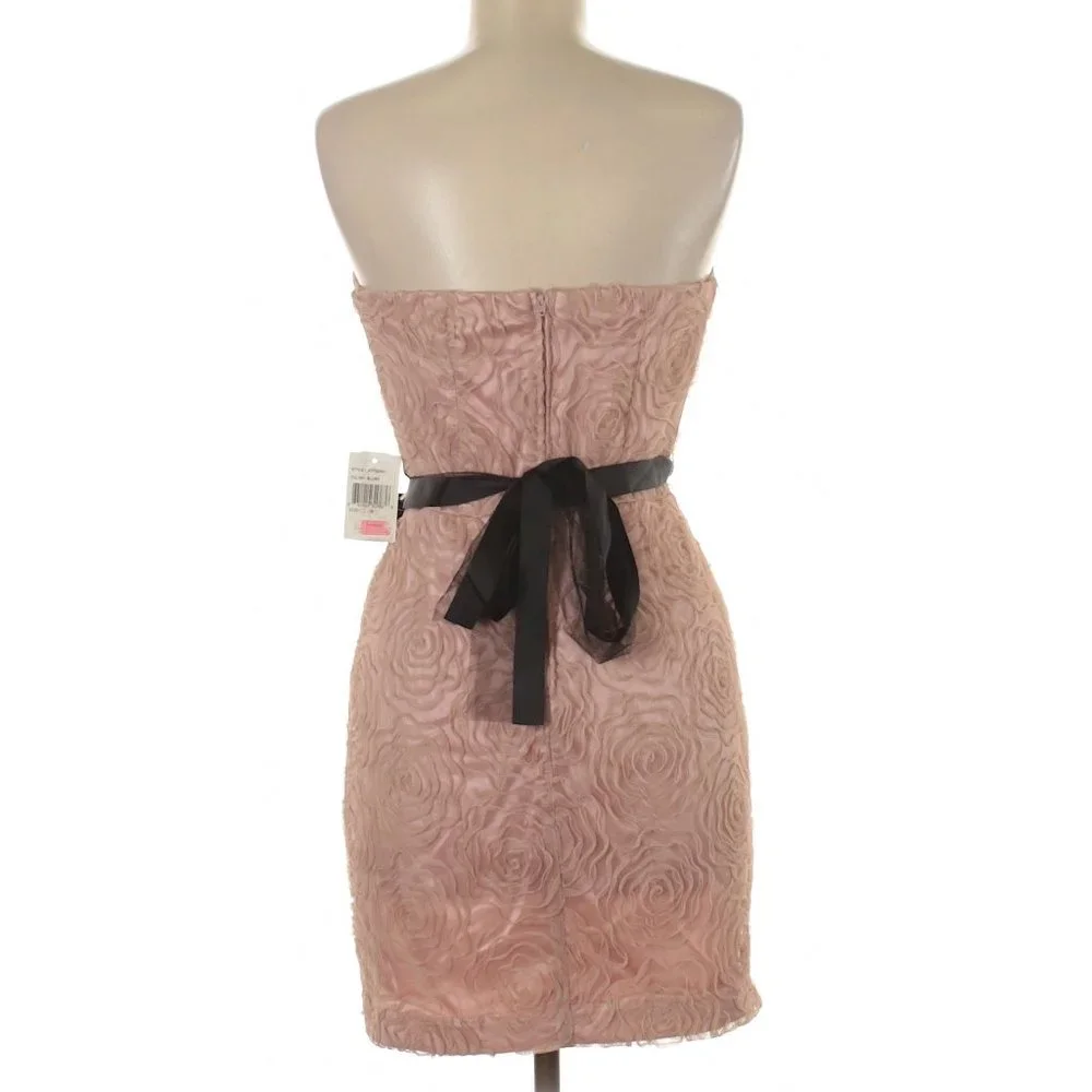 NWT Teeze Me Strapless Rose-Textured Mini Dress in Blush | Size 9 - Picture 3 of 14